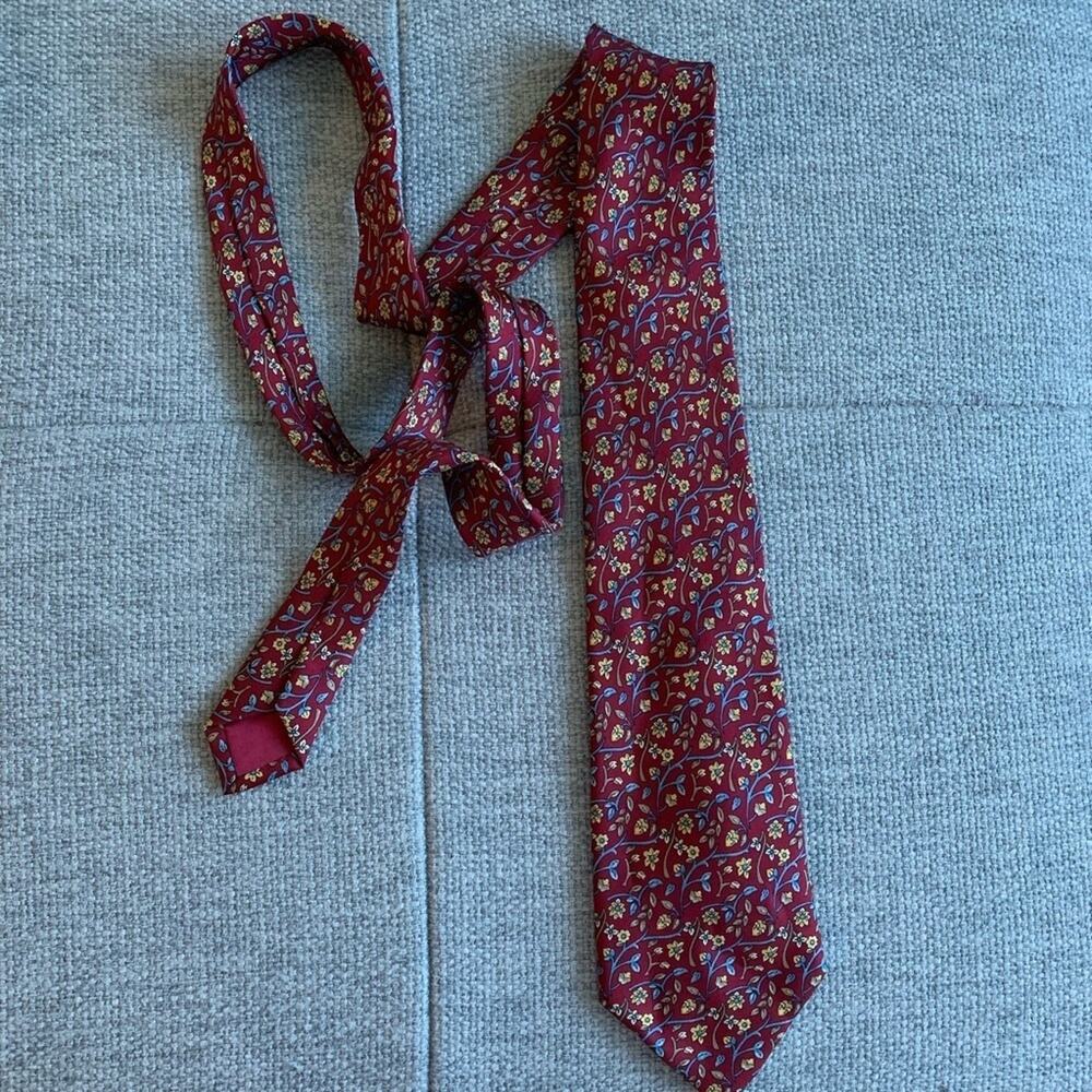 Nina Ricci Floral Silk Tie  Made in France